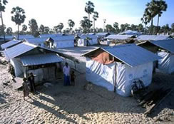 Transitional shelters built long after the initial disaster